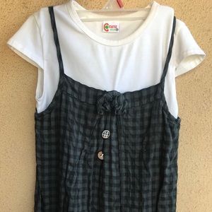 Plaid dress attached to white t-shirt